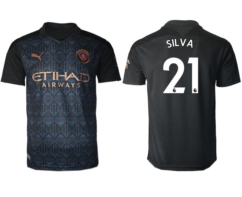 Men 2020-2021 club Manchester City away aaa version #21 black Soccer Jerseys->->Soccer Club Jersey